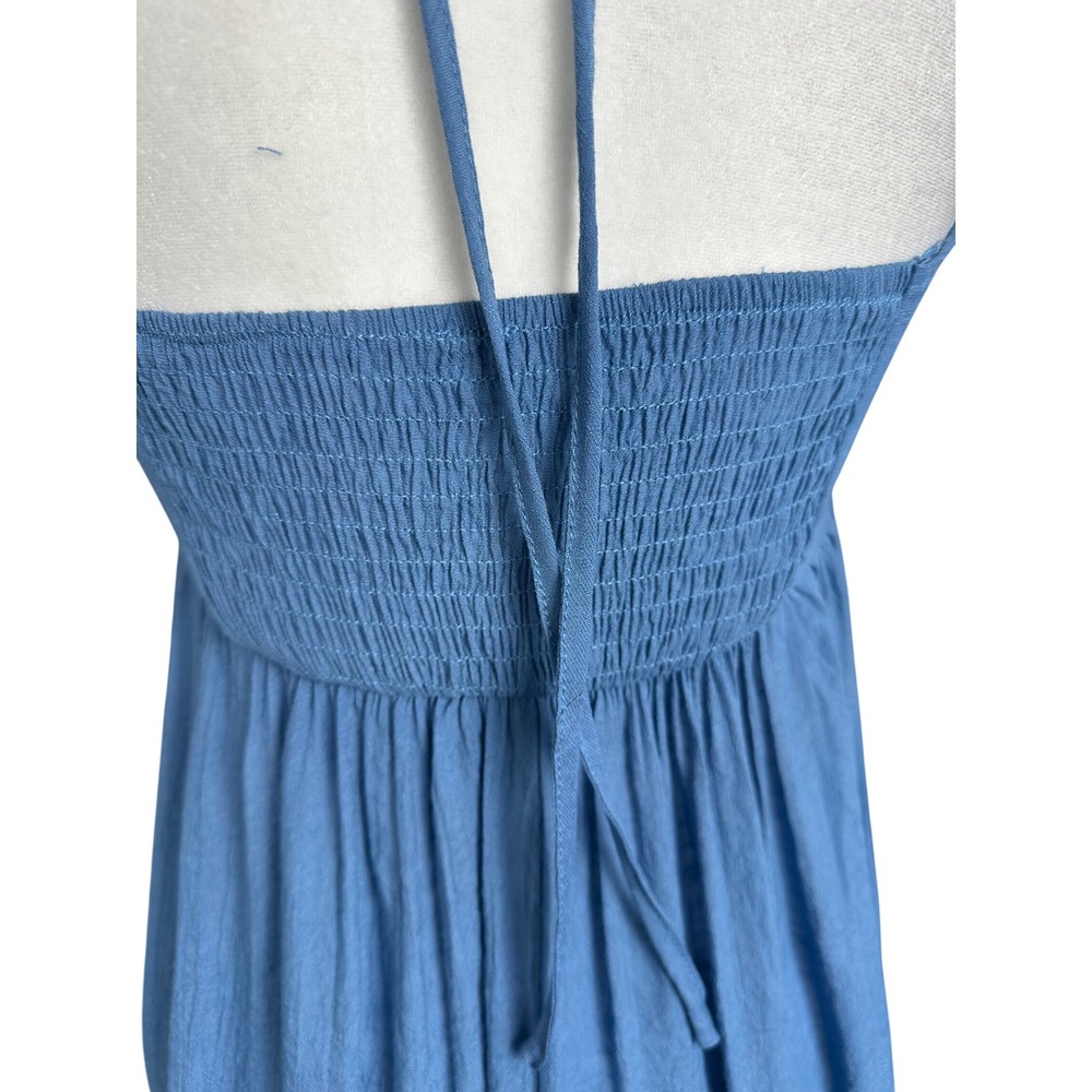Cupshe Ruffle Halter Maxi Dress Womens Size M Blue Boho Summer Beach Vacation - Picture 9 of 10